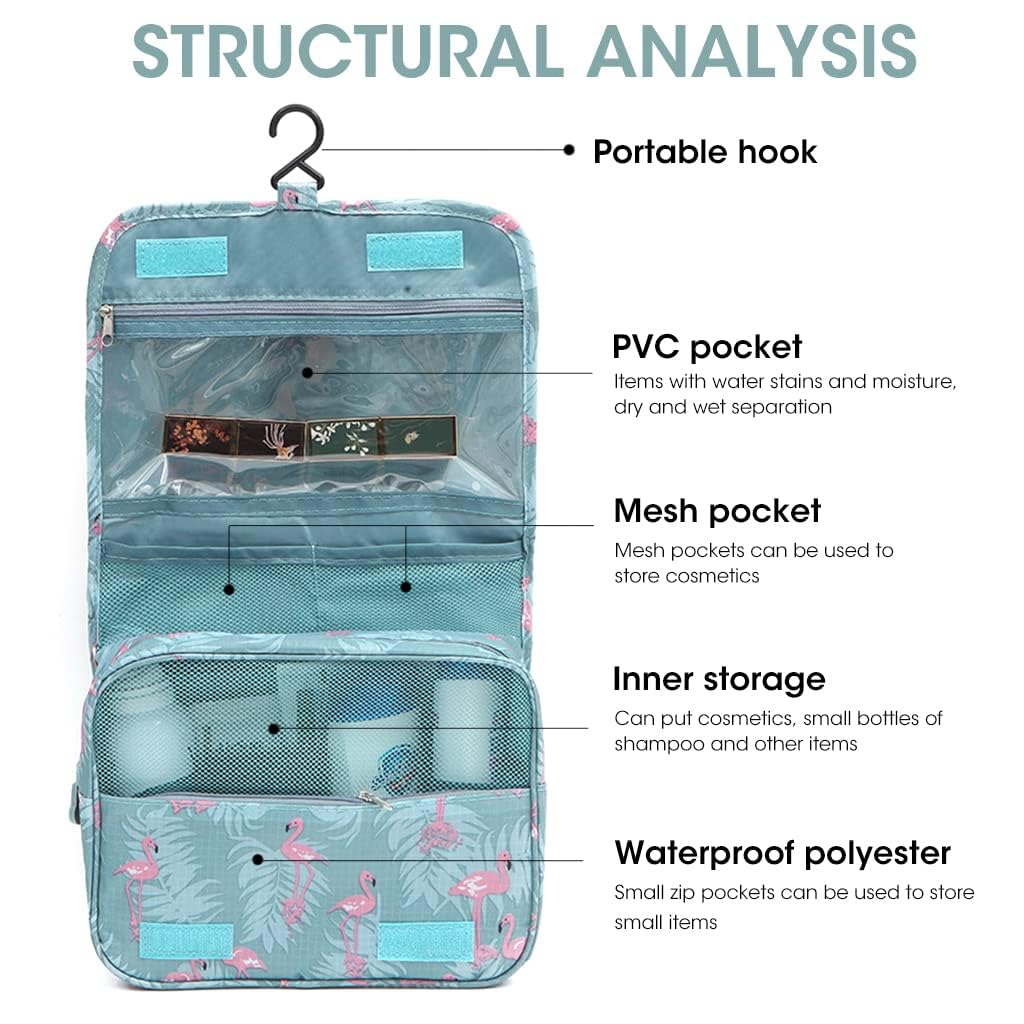 ZIBUYU Travel Cosmetic Pouch Hangable Cosmetic Organizer for Women Makeup Bag Printed Cosmetic Box Girls Cosmetic Pouch for Toiletries, Cosmetics, Skin Care Product, Makeup Brushes-Blue Flamingo ZIBUYU Travel Cosmetic Pouch Hangable Cosmetic Organizer for Women Makeup Bag Printed Cosmetic Box Girls Cosmetic Pouch for Toiletries, Cosmetics, Skin Care Product, Makeup Brushes-Blue Flamingo